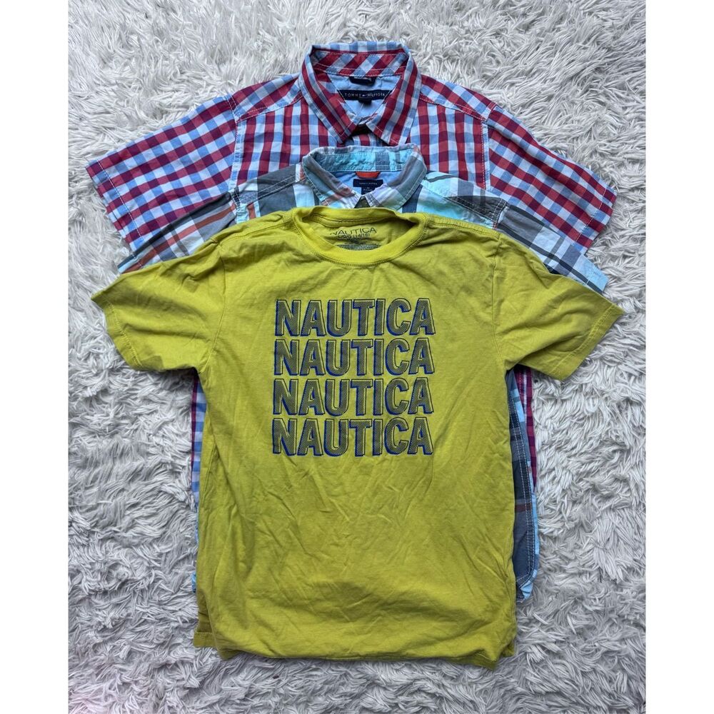 3 piece boys button up & Tshirt bundle size 10-12 by Tommy Hilfiger & Nautica